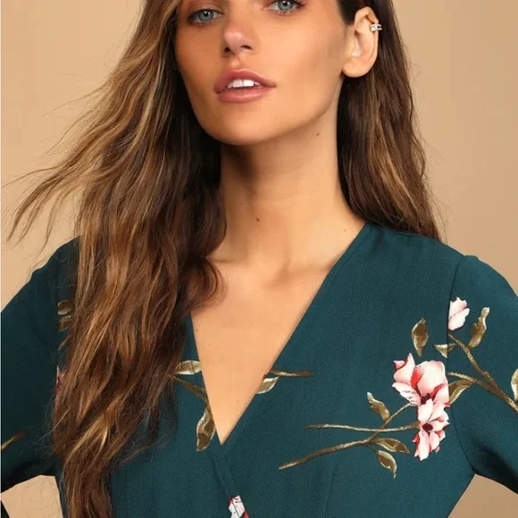 Lulus Floral Green Maxi Dress XS - Picture 3 of 9